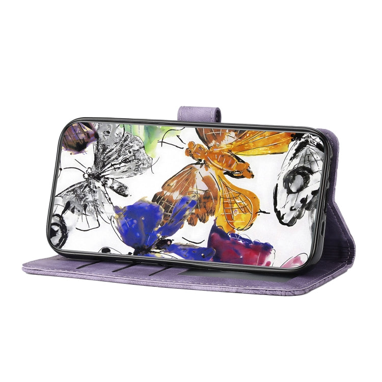 For Samsung Galaxy S25+ 5G Skin-feel Embossed Butterfly Leather Phone Case(Purple) - Galaxy S25+ 5G Cases by PMC Jewellery | Online Shopping South Africa | PMC Jewellery | Buy Now Pay Later Mobicred