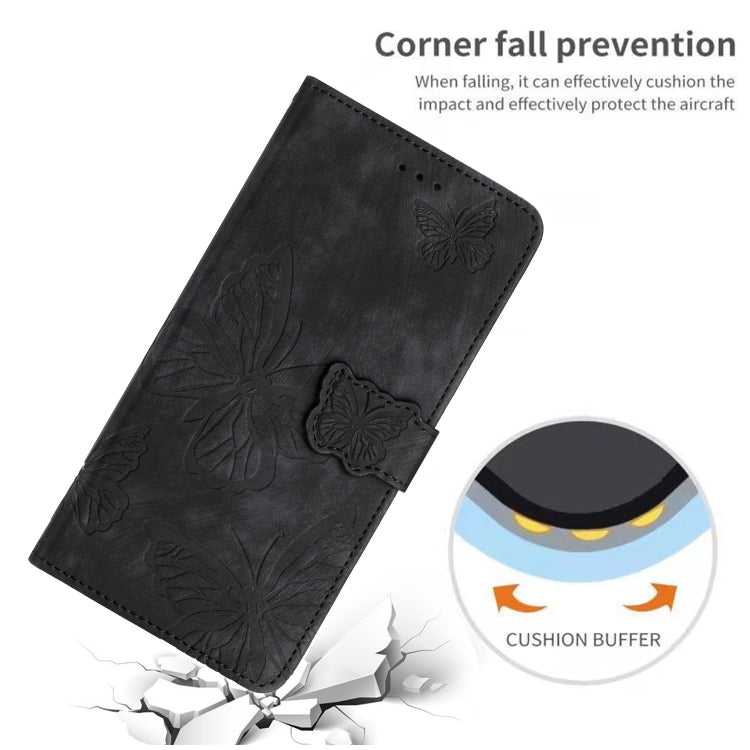 For Samsung Galaxy S25 Ultra 5G Skin-feel Embossed Butterfly Leather Phone Case(Black) - Galaxy S25 Ultra 5G Tempered Glass by PMC Jewellery | Online Shopping South Africa | PMC Jewellery | Buy Now Pay Later Mobicred