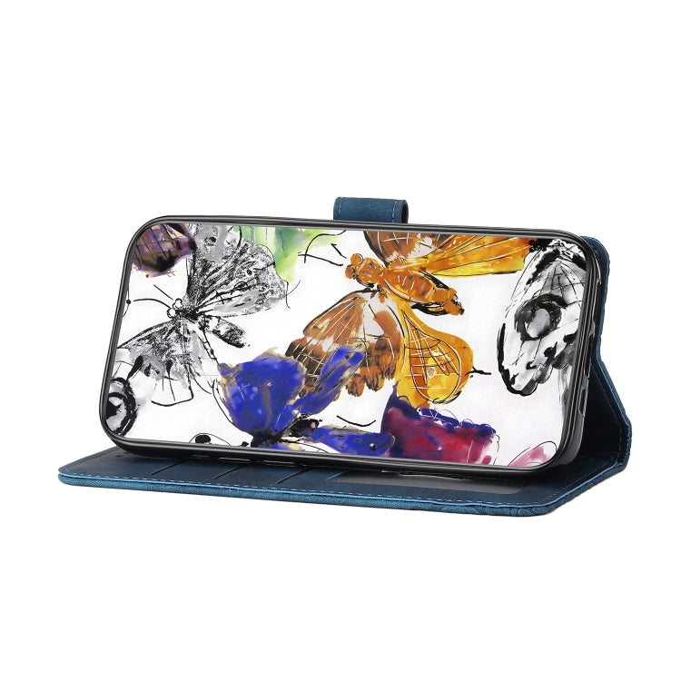 For Samsung Galaxy S25 Ultra 5G Skin-feel Embossed Butterfly Leather Phone Case(Blue) - Galaxy S25 Ultra 5G Tempered Glass by PMC Jewellery | Online Shopping South Africa | PMC Jewellery | Buy Now Pay Later Mobicred
