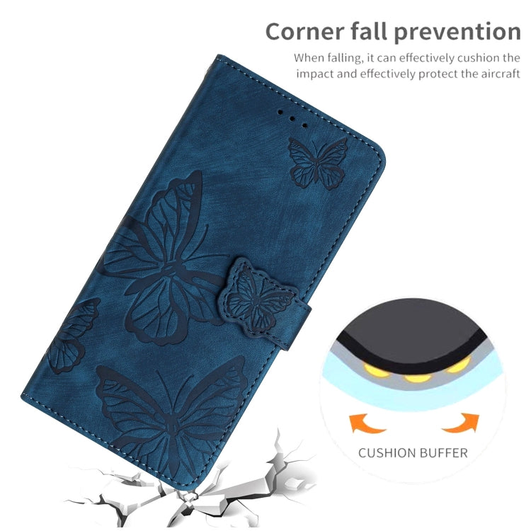 For Samsung Galaxy S25 Ultra 5G Skin-feel Embossed Butterfly Leather Phone Case(Blue) - Galaxy S25 Ultra 5G Tempered Glass by PMC Jewellery | Online Shopping South Africa | PMC Jewellery | Buy Now Pay Later Mobicred