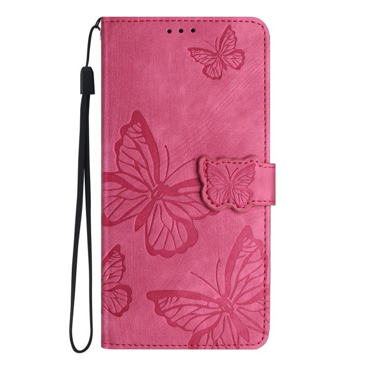For Samsung Galaxy S25 Ultra 5G Skin-feel Embossed Butterfly Leather Phone Case(Rose Red) - Galaxy S25 Ultra 5G Tempered Glass by PMC Jewellery | Online Shopping South Africa | PMC Jewellery | Buy Now Pay Later Mobicred