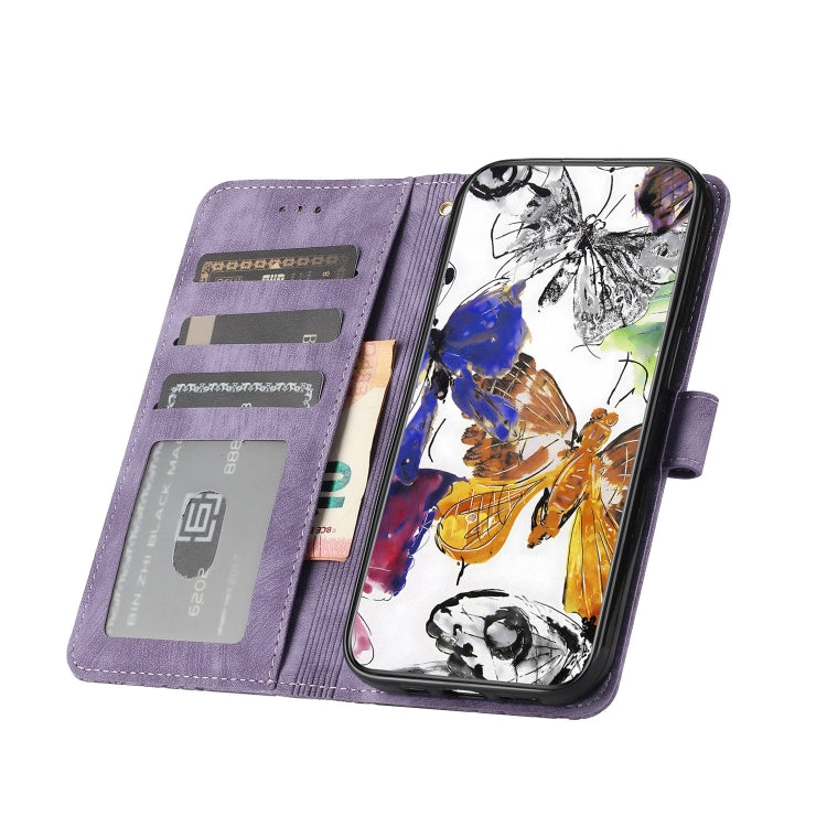For Samsung Galaxy S25 Ultra 5G Skin-feel Embossed Butterfly Leather Phone Case(Purple) - Galaxy S25 Ultra 5G Tempered Glass by PMC Jewellery | Online Shopping South Africa | PMC Jewellery | Buy Now Pay Later Mobicred