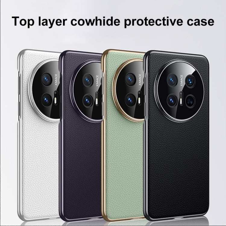 For Huawei Mate 70 Genuine Leather PC Phone Case(Dark Purple) - Huawei Cases by PMC TechLife | Online Shopping South Africa | PMC TechLife | Buy Now Pay Later Mobicred