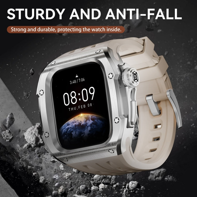 For Apple Watch Series 10 46mm RedPepper Armor Metal Case Integrated Silicone Watch Band(Steel White) - free shipping - PMC Jewellery - Order now!