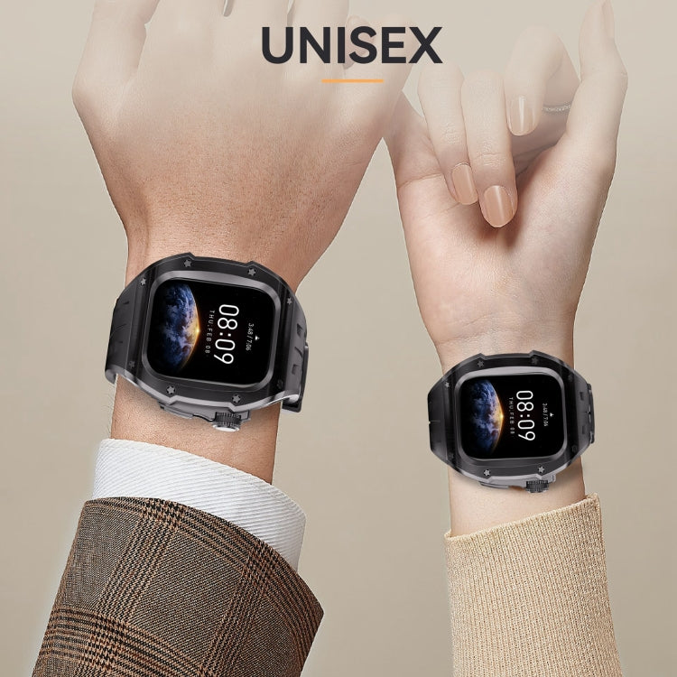 For Apple Watch Series 10 46mm RedPepper Armor Metal Case Integrated Silicone Watch Band(Black) - free shipping - PMC Jewellery - Order now!