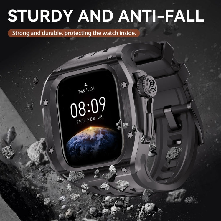 For Apple Watch Series 10 46mm RedPepper Armor Metal Case Integrated Silicone Watch Band(Black) - free shipping - PMC Jewellery - Order now!