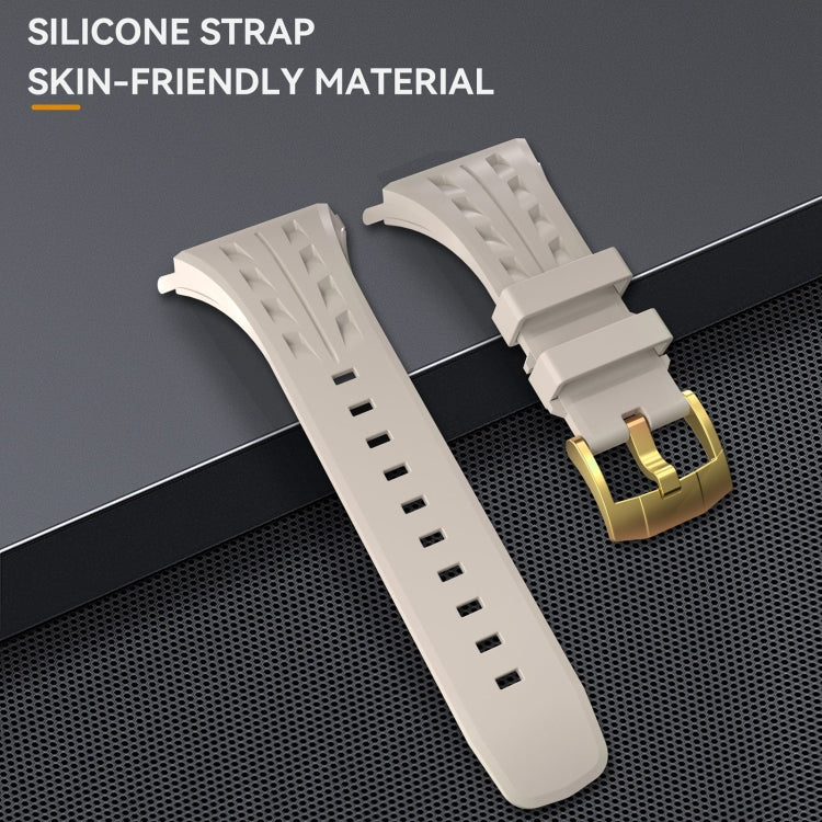 For Apple Watch Series 10 46mm RedPepper Armor Metal Case Integrated Silicone Watch Band(Gold White) - free shipping - PMC Jewellery - Order now!