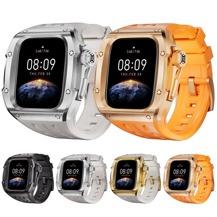 For Apple Watch Series 10 46mm RedPepper Armor Metal Case Integrated Silicone Watch Band(Black) - free shipping - PMC Jewellery - Order now!