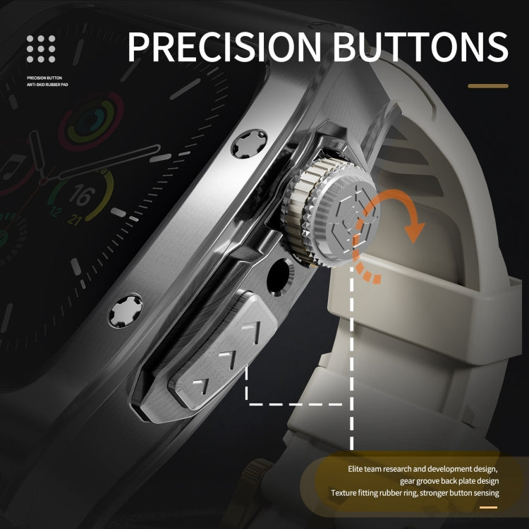 For Apple Watch 44mm / 45mm RedPepper Armor Metal Case Integrated Silicone Watch Band(Sliver White) - free shipping - PMC Jewellery - Order now!