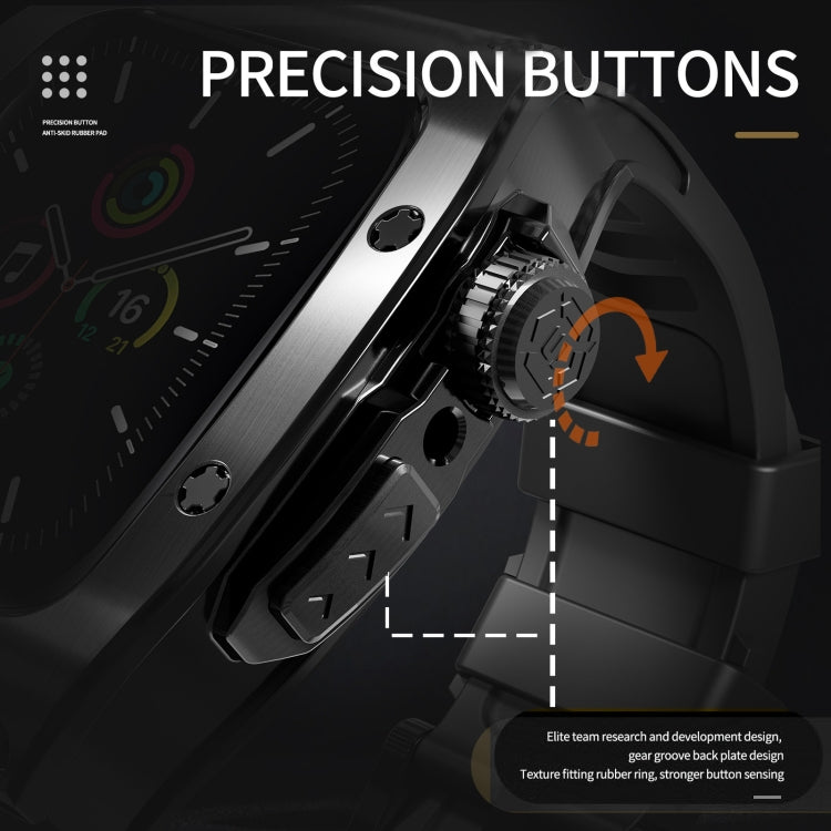 For Apple Watch 44mm / 45mm RedPepper Armor Metal Case Integrated Silicone Watch Band(Black) - free shipping - PMC Jewellery - Order now!