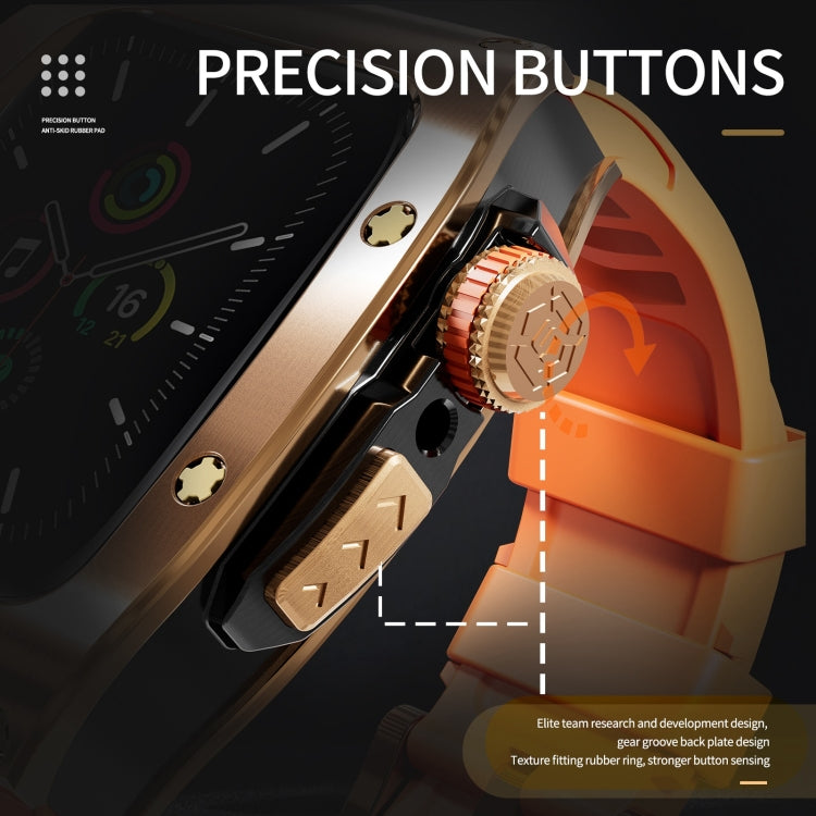 For Apple Watch 44mm / 45mm RedPepper Armor Metal Case Integrated Silicone Watch Band(Rose Gold Orange) - free shipping - PMC Jewellery - Order now!
