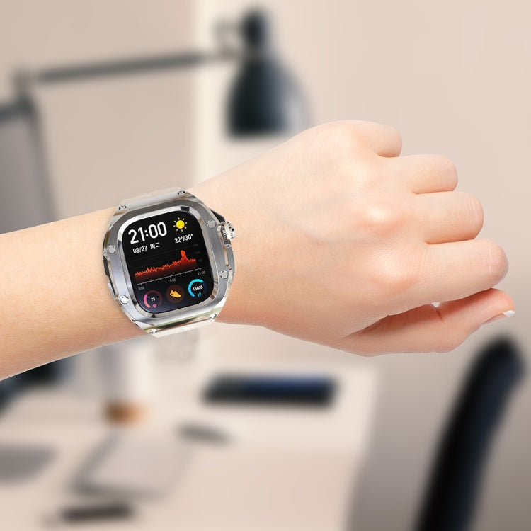 For Apple Watch Ultra 1 / 2 49mm RedPepper Armor Metal Case Integrated Silicone Watch Band(Steel Black White) - free shipping - PMC Jewellery - Order now!