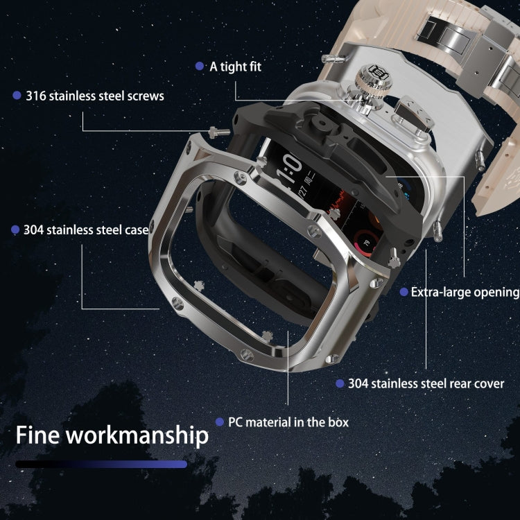 For Apple Watch Ultra 1 / 2 49mm RedPepper Armor Metal Case Integrated Silicone Watch Band(Steel Black White) - free shipping - PMC Jewellery - Order now!