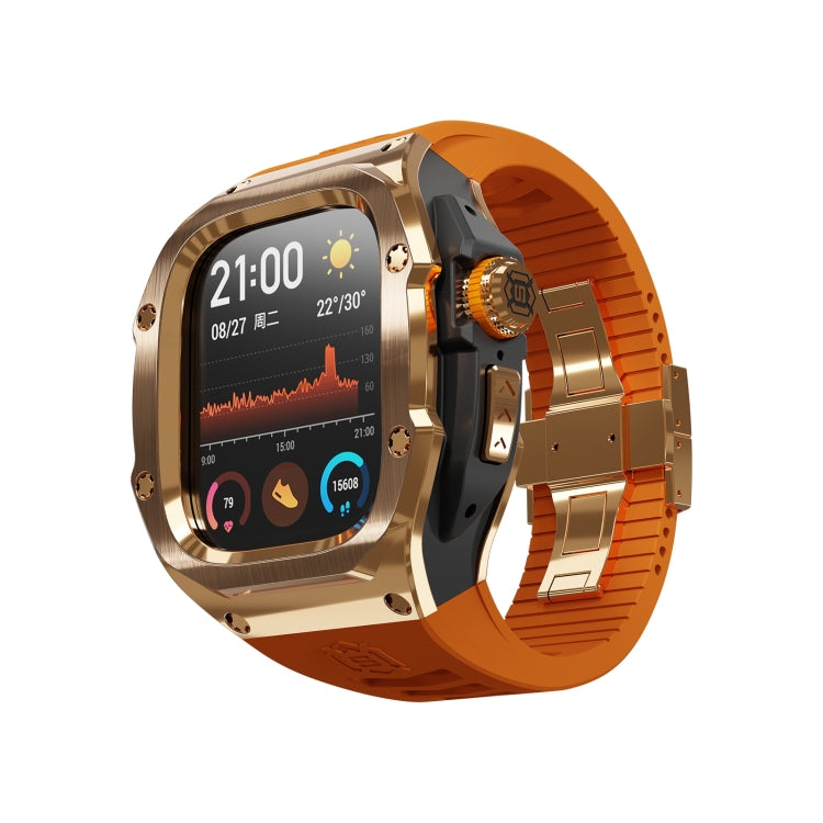 For Apple Watch Ultra 1 / 2 49mm RedPepper Armor Metal Case Integrated Silicone Watch Band(Rose Gold Black Orange) - free shipping - PMC Jewellery - Order now!