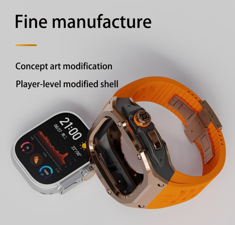 For Apple Watch Ultra 1 / 2 49mm RedPepper Armor Metal Case Integrated Silicone Watch Band(Rose Gold Black Orange) - free shipping - PMC Jewellery - Order now!