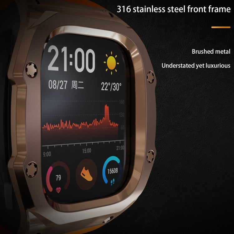 For Apple Watch Ultra 1 / 2 49mm RedPepper Armor Metal Case Integrated Silicone Watch Band(Rose Gold Black Orange) - free shipping - PMC Jewellery - Order now!