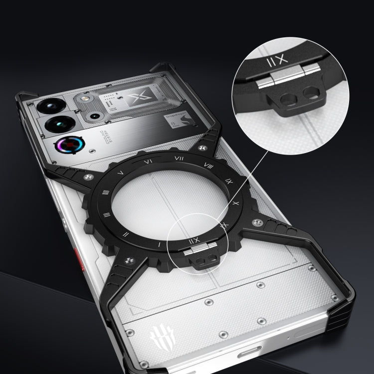 For ZTE nubia Red Magic 10 Pro / 10 Pro+ Gear Magnetic Holder Borderless Metal Phone Case(Black) - ZTE Cases by PMC TechLife | Online Shopping South Africa | PMC TechLife | Buy Now Pay Later Mobicred