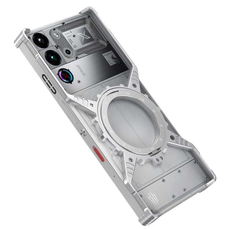 For ZTE nubia Red Magic 10 Pro / 10 Pro+ Gear Magnetic Holder Borderless Metal Phone Case(Silver) - ZTE Cases by PMC TechLife | Online Shopping South Africa | PMC TechLife | Buy Now Pay Later Mobicred