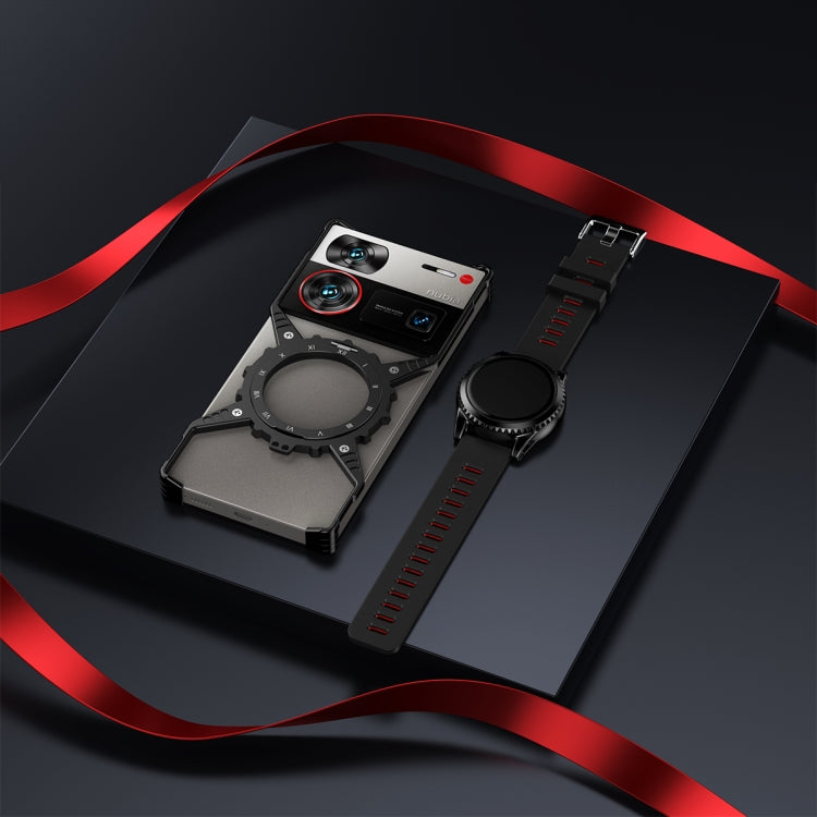For ZTE nubia Z70 Ultra Gear Magnetic Holder Borderless Metal Phone Case(Black) - ZTE Cases by PMC TechLife | Online Shopping South Africa | PMC TechLife | Buy Now Pay Later Mobicred