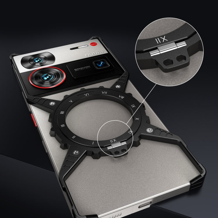 For ZTE nubia Z70 Ultra Gear Magnetic Holder Borderless Metal Phone Case(Black) - ZTE Cases by PMC TechLife | Online Shopping South Africa | PMC TechLife | Buy Now Pay Later Mobicred