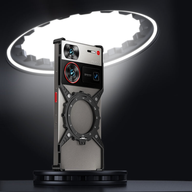 For ZTE nubia Z70 Ultra Gear Magnetic Holder Borderless Metal Phone Case(Silver) - ZTE Cases by PMC TechLife | Online Shopping South Africa | PMC TechLife | Buy Now Pay Later Mobicred