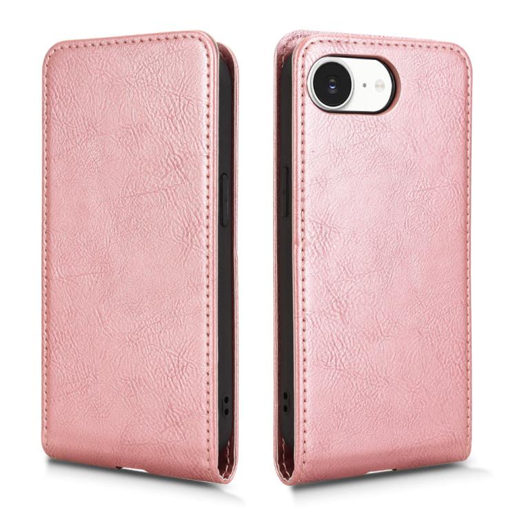 For iPhone 16e Magnetic Vertical Flip Leather Phone Case(Rose Gold) - iPhone 16e Cases by PMC TechLife | Online Shopping South Africa | PMC TechLife | Buy Now Pay Later Mobicred