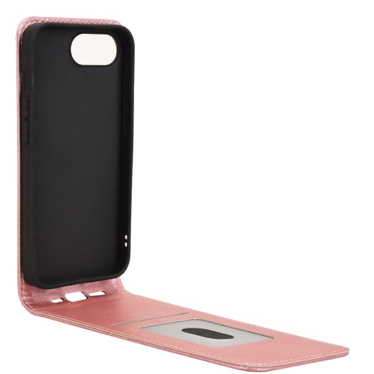 For iPhone 16e Magnetic Vertical Flip Leather Phone Case(Rose Gold) - iPhone 16e Cases by PMC TechLife | Online Shopping South Africa | PMC TechLife | Buy Now Pay Later Mobicred