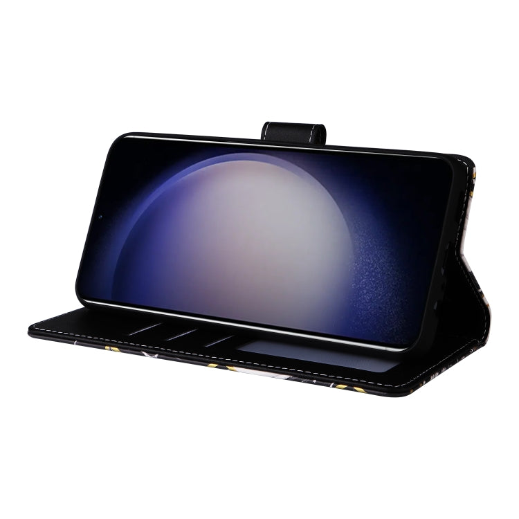 For Samsung Galaxy S25 5G Marble Bronzing Stitching Leather Phone Case(Black) - free shipping - PMC Jewellery - Order now!