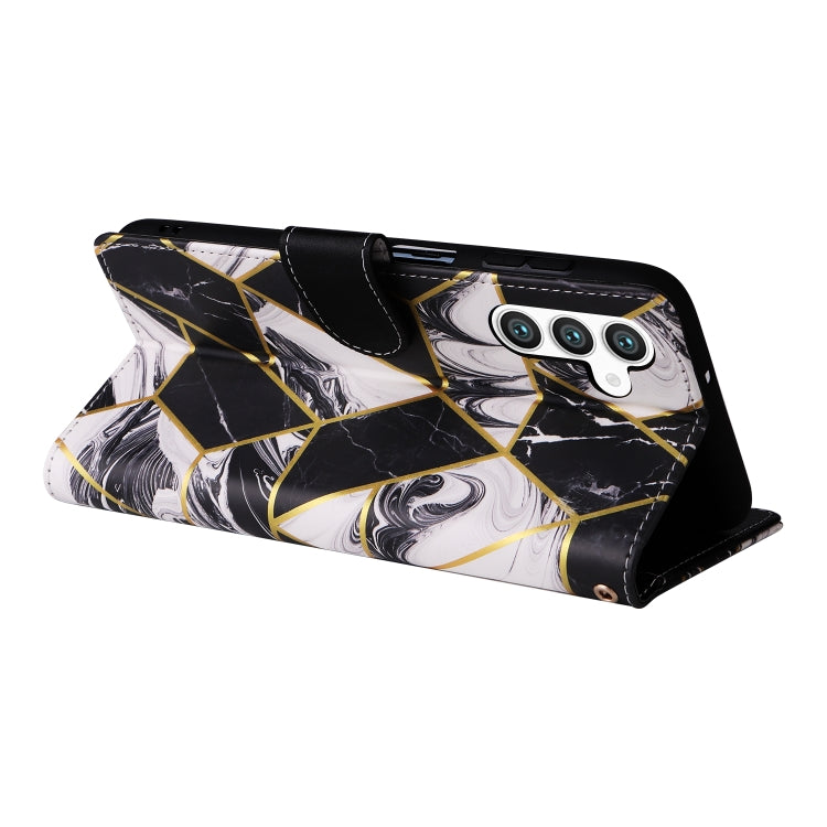 For Samsung Galaxy S25+ 5G Marble Bronzing Stitching Leather Phone Case(Black) - free shipping - PMC Jewellery - Order now!