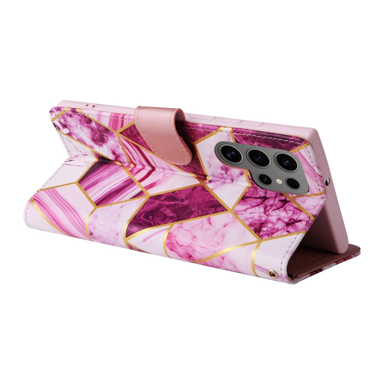 For Samsung Galaxy S25 Ultra 5G Marble Bronzing Stitching Leather Phone Case(Purple) - Galaxy S25 Ultra 5G Cases by PMC Jewellery | Online Shopping South Africa | PMC Jewellery | Buy Now Pay Later Mobicred