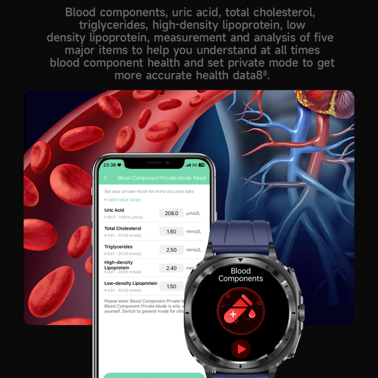 ET492 1.43 inch AMOLED Screen Silicone Strap Smart Watch Supports ECG/Blood Sugar Monitoring(Black) - Smart Watches by PMC TechLife | Online Shopping South Africa | PMC TechLife | Buy Now Pay Later Mobicred