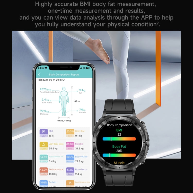 ET492 1.43 inch AMOLED Screen Silicone Strap Smart Watch Supports ECG/Blood Sugar Monitoring(Black) - Smart Watches by PMC TechLife | Online Shopping South Africa | PMC TechLife | Buy Now Pay Later Mobicred