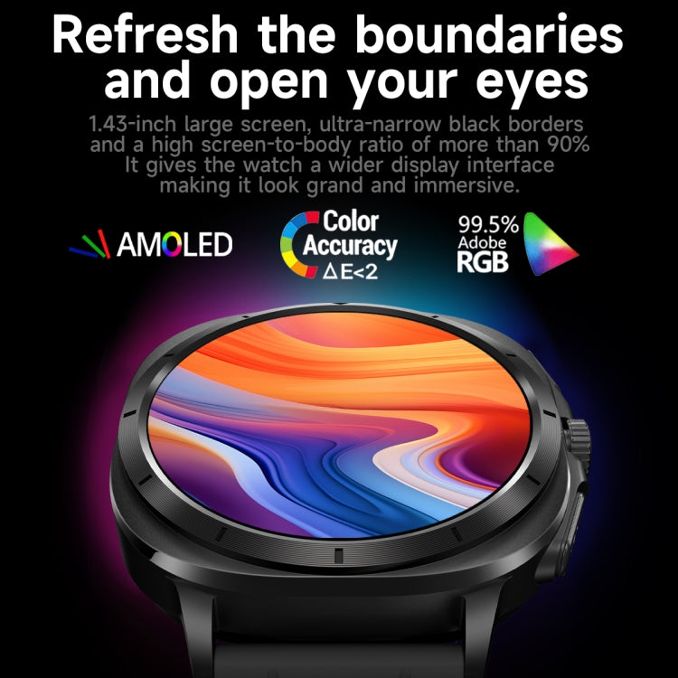 ET492 1.43 inch AMOLED Screen Steel Strap Smart Watch Supports ECG/Blood Sugar Monitoring(Black) - Smart Watches by PMC TechLife | Online Shopping South Africa | PMC TechLife | Buy Now Pay Later Mobicred