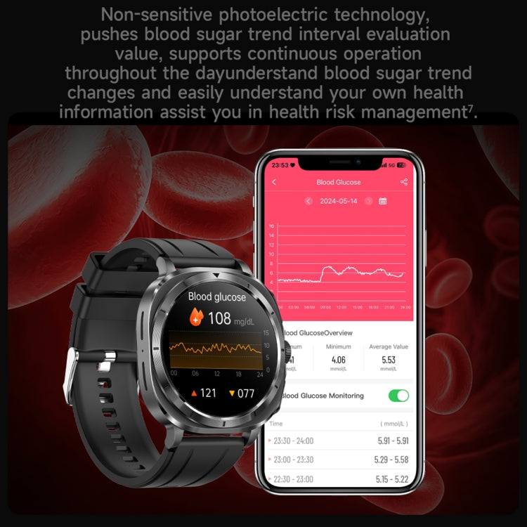 ET492 1.43 inch AMOLED Screen Steel Strap Smart Watch Supports ECG/Blood Sugar Monitoring(Black) - Smart Watches by PMC TechLife | Online Shopping South Africa | PMC TechLife | Buy Now Pay Later Mobicred