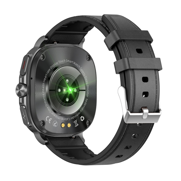 ET492 1.43 inch AMOLED Screen Leather Strap Smart Watch Supports ECG/Blood Sugar Monitoring(Black) - Smart Watches by PMC TechLife | Online Shopping South Africa | PMC TechLife | Buy Now Pay Later Mobicred