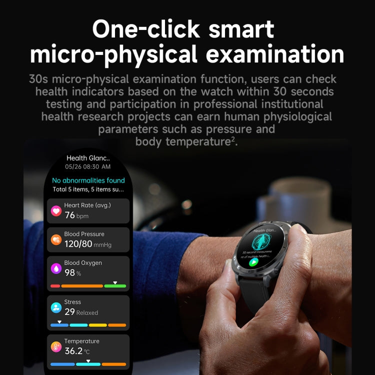 ET492 1.43 inch AMOLED Screen Leather Strap Smart Watch Supports ECG/Blood Sugar Monitoring(Black) - Smart Watches by PMC TechLife | Online Shopping South Africa | PMC TechLife | Buy Now Pay Later Mobicred