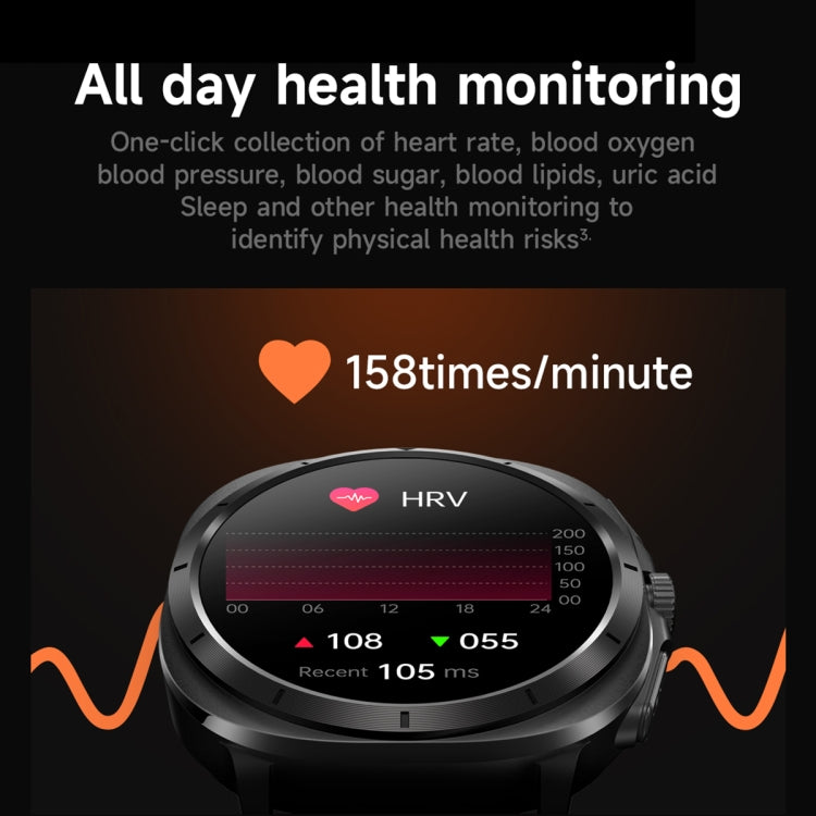 ET492 1.43 inch AMOLED Screen Leather Strap Smart Watch Supports ECG/Blood Sugar Monitoring(Black) - Smart Watches by PMC TechLife | Online Shopping South Africa | PMC TechLife | Buy Now Pay Later Mobicred