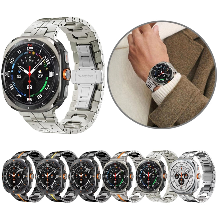 For Samsung Galaxy Watch Ultra 47mm Butterfly Buckle Titanium Alloy Watch Band(Black) - Watch Bands by PMc TechLife | Online Shopping South Africa | PMc TechLife | Buy Now Pay Later Mobicred