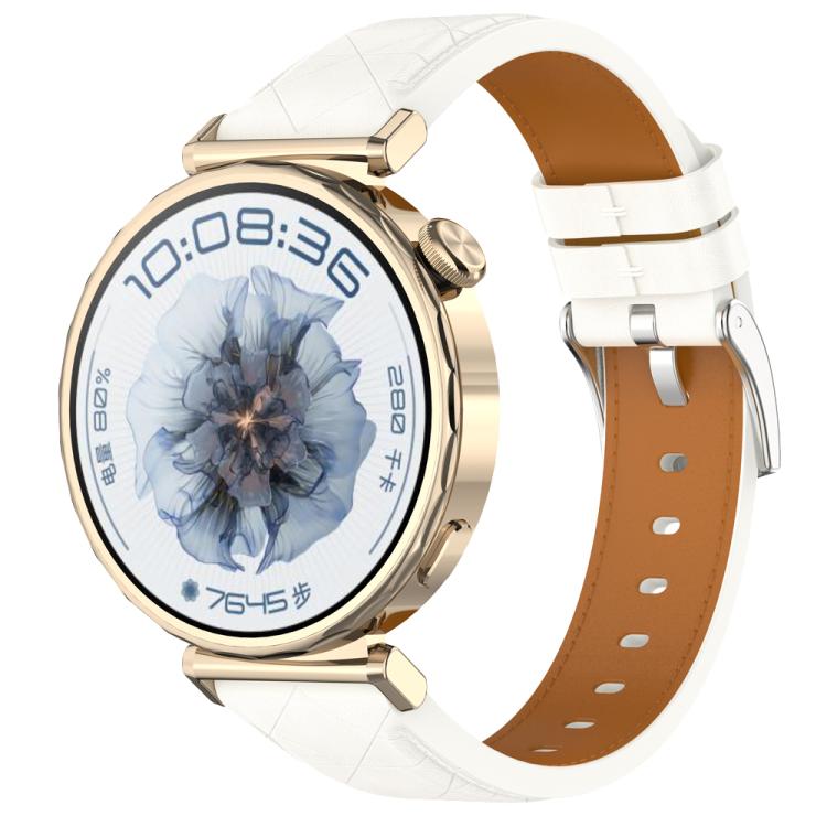 20mm Square Leather Silver Buckle Watch Band(White) - free shipping - PMc TechLife - Order now!