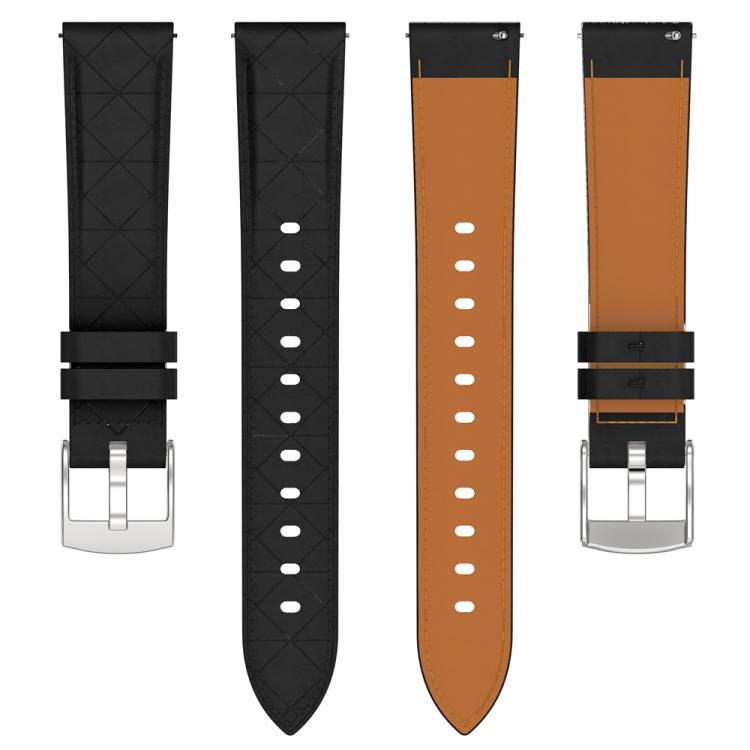 20mm Square Leather Silver Buckle Watch Band(Black) - free shipping - PMc TechLife - Order now!