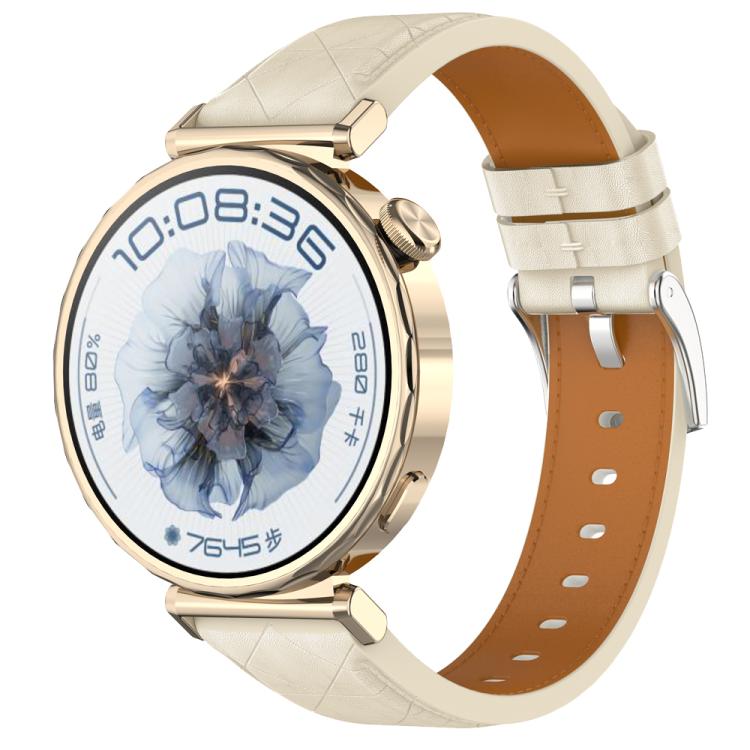 20mm Square Leather Silver Buckle Watch Band(Apricot) - free shipping - PMc TechLife - Order now!