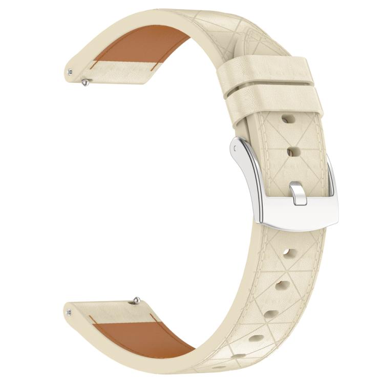 20mm Square Leather Silver Buckle Watch Band(Apricot) - free shipping - PMc TechLife - Order now!