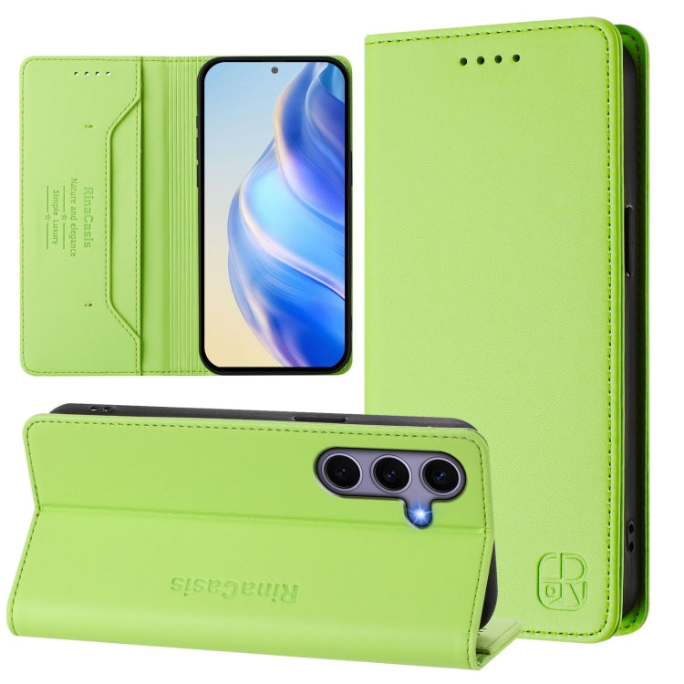 For Samsung Galaxy S24+ / S25+ 5G RC01 Dual-Folded Magnetic Suction RFID Leather Phone Case(Grass Green) - Galaxy S25+ 5G Cases by PMC TechLife | Online Shopping South Africa | PMC TechLife | Buy Now Pay Later Mobicred