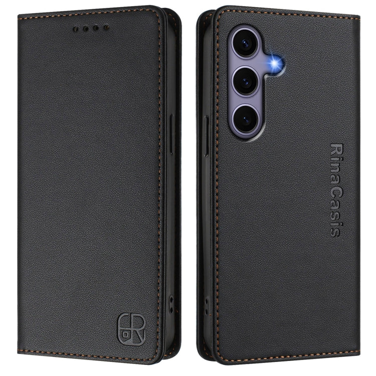 For Samsung Galaxy S24+ / S25+ 5G RC01 Dual-Folded Magnetic Suction RFID Leather Phone Case(Black) - Galaxy S25+ 5G Cases by PMC TechLife | Online Shopping South Africa | PMC TechLife | Buy Now Pay Later Mobicred