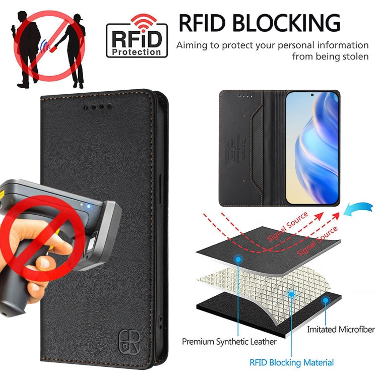 For Samsung Galaxy S24+ / S25+ 5G RC01 Dual-Folded Magnetic Suction RFID Leather Phone Case(Black) - Galaxy S25+ 5G Cases by PMC TechLife | Online Shopping South Africa | PMC TechLife | Buy Now Pay Later Mobicred