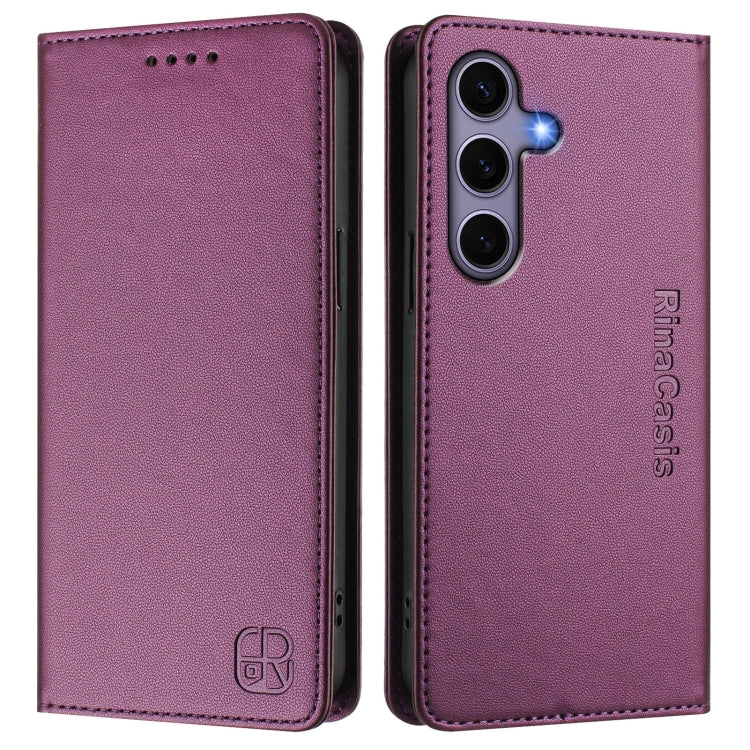For Samsung Galaxy S24+ / S25+ 5G RC01 Dual-Folded Magnetic Suction RFID Leather Phone Case(Violet) - Galaxy S25+ 5G Cases by PMC TechLife | Online Shopping South Africa | PMC TechLife | Buy Now Pay Later Mobicred