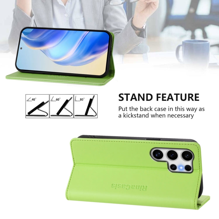 For Samsung Galaxy S25 Ultra 5G RC01 Dual-Folded Magnetic Suction RFID Leather Phone Case(Grass Green) - Galaxy S25 Ultra 5G Cases by PMC TechLife | Online Shopping South Africa | PMC TechLife | Buy Now Pay Later Mobicred