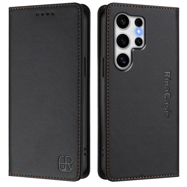 For Samsung Galaxy S25 Ultra 5G RC01 Dual-Folded Magnetic Suction RFID Leather Phone Case(Black) - Galaxy S25 Ultra 5G Cases by PMC TechLife | Online Shopping South Africa | PMC TechLife | Buy Now Pay Later Mobicred