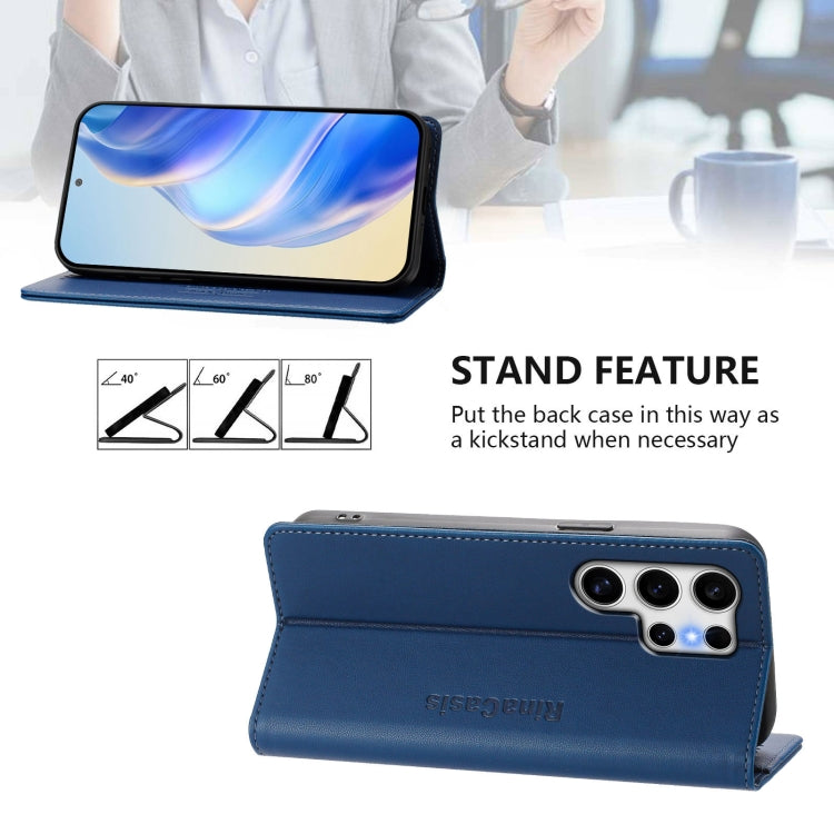 For Samsung Galaxy S25 Ultra 5G RC01 Dual-Folded Magnetic Suction RFID Leather Phone Case(Dark Blue) - free shipping - PMC TechLife - Order now!