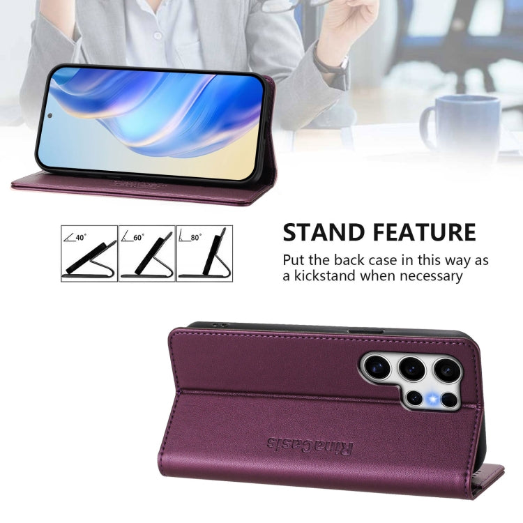 For Samsung Galaxy S25 Ultra 5G RC01 Dual-Folded Magnetic Suction RFID Leather Phone Case(Violet) - Galaxy S25 Ultra 5G Cases by PMC Jewellery | Online Shopping South Africa | PMC Jewellery | Buy Now Pay Later Mobicred